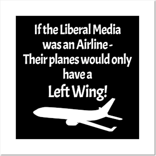 Left Wing Media Airline - on black Posters and Art